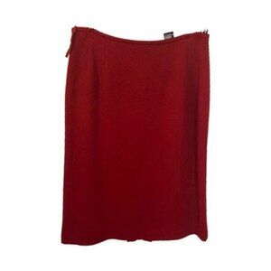 Ann Taylor Loft Red Wool Blend Pencil‎ Skirt 4P Back Slit Side Zip